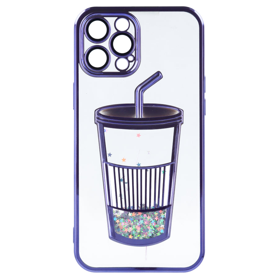 Funda Bumper con Vaso de Purpurina para iPhone 12 Pro Max